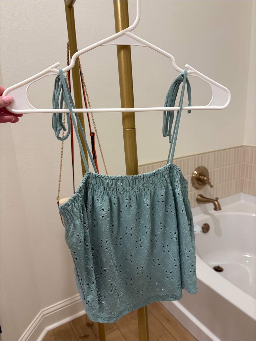 Tie-Strap Eyelet Tank Top